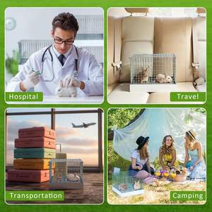 <span class=keywords><strong>Cage</strong></span> à lapin pliable à double remplissage en fil galvanisé, bac de transport pour lapin, poignées, transport portable pour une utilisation en intérieur/extérieur, 18x18x14 - Product Image 6