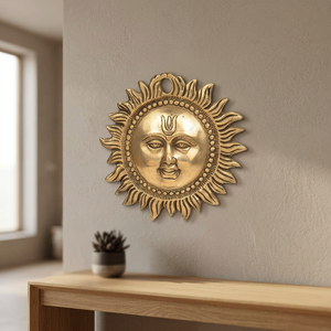 Luxurious Brass Surya <b>Wall</b> Hanging Abstract <b>Framed</b> Vertical <b>Design</b> Handicraft Art for Home Office Farmhouse for Diwali Decor - Product Image 5