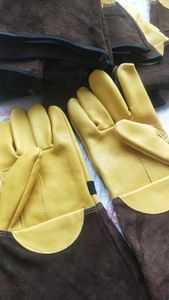 Luvas de trabalho de proteção elétrica Lineman de couro de cabra branco para uso com luvas de borracha isoladas para eletricista de trabalho utilitário - Product Image 4