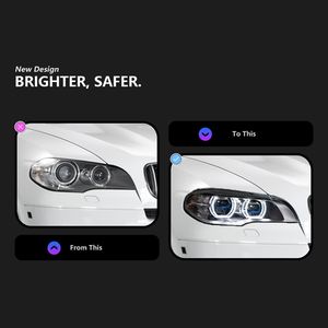 Faro Delantero para Automóviles BMW X5 E70 2007-2013, Conjunto de Faros LED, Actualización con Ojos de <span class=keywords><strong>Ángel</strong></span>, Lente de Proyector DRL - Product Image 6