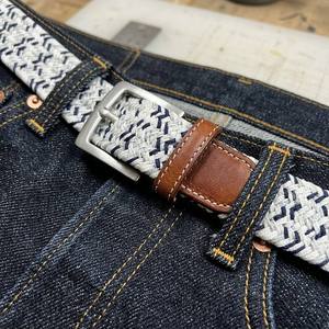 <span class=keywords><strong>Ceinture</strong></span> élastique tressée en coton rayé de 48 mm avec boucle à ardillon, sangle de <span class=keywords><strong>ceinture</strong></span> de golf extensible personnalisée, vente en gros - Product Image 4
