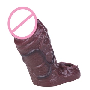 Funda de silicona realista SXXY con anillo para pene, extensor de dildo negro, juguete sexual hueco realista para hombres al por mayor - Product Image 5