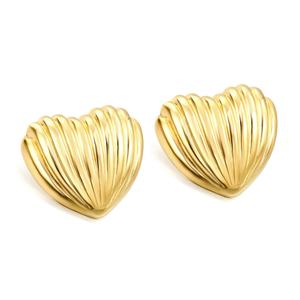 Nuevos Aretes de Moda para Mujer, Minimalistas, Chapados en Oro de 18k, con Textura, Diseño de Corazón Hueco, Aretes de Acero Inoxidable - Product Image 1