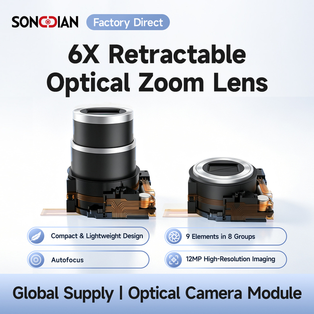 6X Optical Zoom Lens Module Motorized Retractable Camera Lens for Compact Digital Camera OEM ODM Manufacturer
