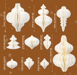 Lanterna di Carta a Nido d'Ape 3D Bianca, Ornamento Sospeso Ecologico e Riutilizzabile, Decorazione per Interni, Natale, Capodanno, Festività - Product Image 6