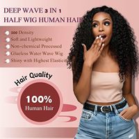 Perruque mi-tête 100 % cheveux humains bruts bouclés, couleur naturelle, sans colle, pour femmes noires africaines – Vente chaude en gros