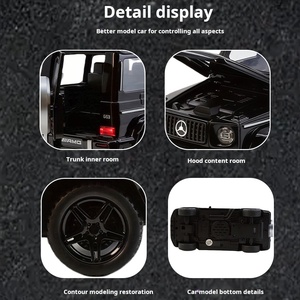 <span class=keywords><strong>Voiture</strong></span> miniature en métal moulé sous pression Ben G63 avec plaque signalétique, son et lumière, portes ouvrantes, fonction de recul, piles bouton 1,5V, unisexe - Product Image 4