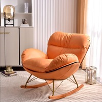 Fauteuil à bascule Tenghang Tendance Orange Hermès en tissu technique motif pied-de-poule, rembourré en coton et lin, doux et confortable