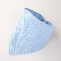 Bavoir bébé en coton double gaze couleur unie, serviette anti-bave en mousseline de coton style européen et américain, serviette triangulaire en crêpe pour enfants