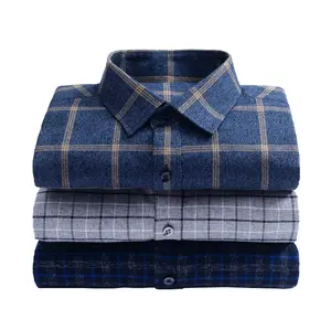 Custom Lente En Herfst Mannen Katoen Plaid Shirt Lange Mouw Losse Grote Size Flanel Shirt