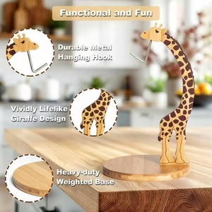 Soporte de madera para plátanos con forma de jirafa, organizador de frutas de sobremesa para cocina y hogar. - Product Image 2