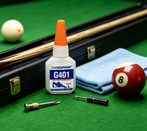 SL GUOELEPHANT G401 Colle instantanée cyanoacrylate, super colle pour la réparation des queues de billard et des pointes en cuir - Product Image 1