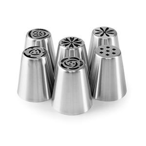 Set di 6 ugelli russi in acciaio inossidabile per decorare torte e glassare - Product Image 1