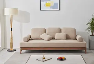 Set sofa elegan desainer hotel High-end mewah ruang tamu rumah modern furnitur kayu tiga kursi kustom OEM