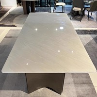 Table à manger rectangulaire de luxe en marbre naturel GREEN NATURE Milan White Jade, design minimaliste italien haut de gamme Royal Dali pour 6 personnes