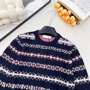 Cárdigan de punto Fair Isle para mujer, cuello redondo, con botones, manga larga, suéter para otoño e invierno, mius - Product Image 4