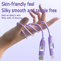 Câble de charge 4 en 1 Silicone coloré 1M 100W PD 6A USB A/C à C/L Câble de chargeur USB multiple 4 en 1 pour appareils tout-en-un