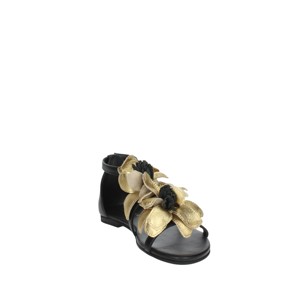Sandali gladiatore basso F3424 stile coreano nero/oro con motivo a pois in vera pelle plvc imbottitura fodera in pelle EVA - Product Image 5