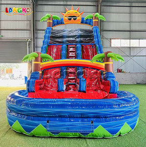Tobogán Acuático Inflable Doble Comercial con <span class=keywords><strong>Castillo</strong></span> y Palmera - Product Image 1