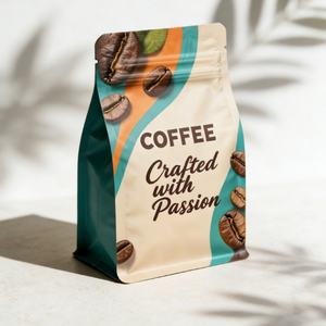 Sacs à café en grains torréfiés noirs de qualité alimentaire, résistants à l'humidité, personnalisés, avec fond plat, en aluminium thermoscellé, avec fermeture éclair - Product Image 1