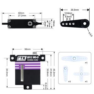 Servomoteur numérique haute performance PTK 8812 MG-D 15kg à engrenages métalliques pour modèles RC, avions DIY, ailes fixes, unisexe, 14 ans et plus, directement de l'usine - Product Image 3