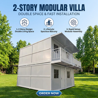 Villa Prefabbricata Modulare di Lusso a 2 Piani con Doppio Spazio Abitativo, Casa Container Pieghevole Moderna con Balcone