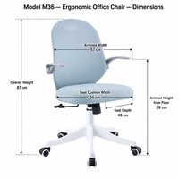 Chaise d'étude réglable pour enfants, chaise de bureau pivotante en maille avec accoudoirs rabattables pour la maison, l'école, la chambre des adolescents