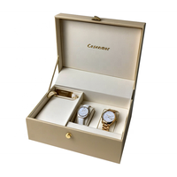 Boîte à montre de luxe avec logo personnalisé, finition mate, revêtement UV, matériaux recyclés, doublure en éponge, fermeture magnétique, estampage or