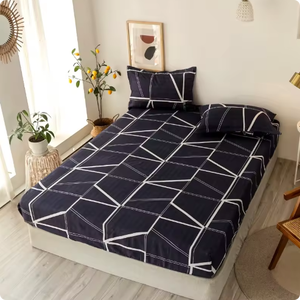 Ensemble de draps plats à angle droit imprimés sur mesure, poche profonde, antidérapant, en polyester, pour hôtel, maison, vente en gros - Product Image 4