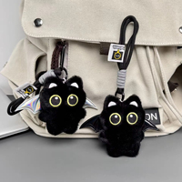 Porte-clés Noir Amusant Chaton Diable Adorable, Pendentifs pour Fête et Halloween, Décoration de Sac, Cadeau pour Couple