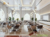 Conception de buffet d'hôtel, comptoir de bar moderne pour restaurant, ensemble de meubles personnalisés pour salle à manger