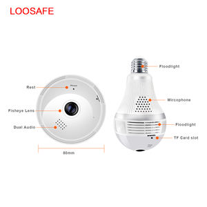 Loosafe Cámara de Seguridad Inalámbrica <span class=keywords><strong>Wifi</strong></span> con Lente de Vigilancia de 360 Grados para el Hogar, Tipo Bombilla - Product Image 4