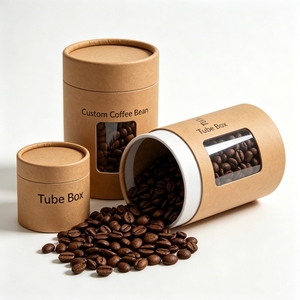 Tubo de cartón kraft redondo de tamaño personalizado con ventana transparente de PVC, contenedor cilíndrico para envasar refrigerios, café y regalos - Product Image 2