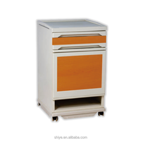Table de chevet d'hôpital moderne en acier léger et plastique, avec 2 tiroirs, serrure à clé, durable, facile à nettoyer, pour les chambres des patients