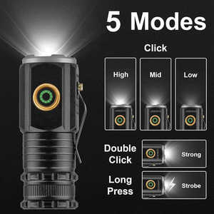 ไฟฉาย LED แบบพกพา ชาร์จซ้ำได้ ขนาดเล็ก พร้อมคลิปหนีบ แม่เหล็กท้าย ชาร์จผ่านพอร์ต Type-C สำหรับตั้งแคมป์และเดินป่า - Product Image 5