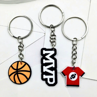 Gantungan Kunci Sepak Bola PVC Lunak Cetak 3D Logo Kustom, Souvenir Olahraga Karet Timbul 3D, Kotak Misteri, Hadiah Promosi Kecil OEM