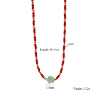 Collier tendance en agate rouge naturelle œil de chat avec perles, pendentif en céramique fleur et hippocampe, style bohème
