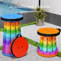 Tabouret télescopique de camping style arc-en-ciel, portable, pour la pêche en plein air, tabouret pliant en plastique pour la maison