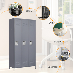 Moderner 3-türiger Stahl-Freistehschrank, abschließbar, für Schule, Umkleideraum, Schlafzimmer, groß, robust, geruchsneutral - Product Image 5