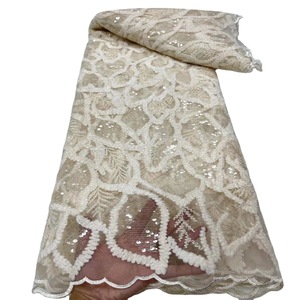 Phi thêu <span class=keywords><strong>Sequins</strong></span> lưới đính cườm ren chất lượng cao đính cườm ren pháp sequin ren vải cho bên váy - Product Image 4