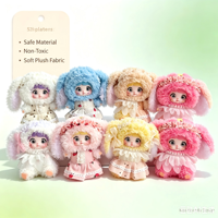 Porte-clés en peluche Kawaii avec yeux rotatifs et jupe en dentelle, breloque de sac en coton, rembourrage en coton PP, unisexe
