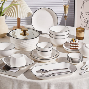 Underglaze Color <b>Microwave</b> Safe Minimalist Design Solid China Irregular Shape Ceramic Bowl Dish <b>Set</b> Household High-Value Rice - Product Image 3