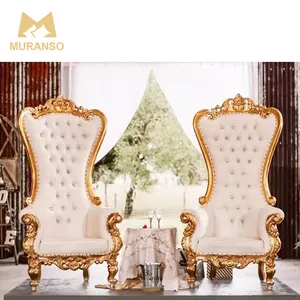 OEM Luxus Goldener Silber-Thronstühle hoher Rücken Bräutigam König königlicher Hochzeitsstuhl