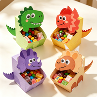 Boîtes en papier pliables recyclées pour cadeaux et friandises sur le thème des dinosaures, pour fêtes, baby shower, anniversaires, fournitures pour fêtes