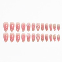 K055 Faux Ongles à Presser en ABS Premium, Style French Cat Eye Dégradé, Effet Blush Cristal, Style Doux et Sexy, Esthétique Faite Main, Vente en Gros, En Stock