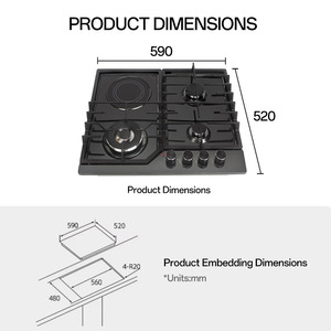 <span class=keywords><strong>Estufa</strong></span> Combinada de Gas y Eléctrica de 4 Quemadores con Panel de Vidrio al <span class=keywords><strong>Mejor</strong></span> Precio para Cocinar en Casa - Product Image 3