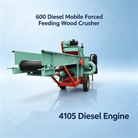 Broyeur de bois mobile à moteur diesel type 600 avec alimentation forcée pour branches d'arbres et bambou
