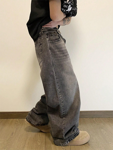 زي كلاسيكي مغسول فارغ 14 أونصة قطن مستقيم الساق جينز فضفاض شعار مخصص كاجوال جينز فضفاض بنطال جينز رجالي - Product Image 4