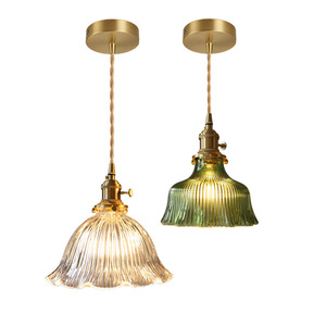 Suspension vintage en verre à <span class=keywords><strong>volants</strong></span> en forme de fleur, transparente/verte, pour balcon, chevet de lit, restaurant - Product Image 6