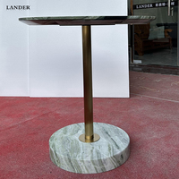 Lander Store Shangrila-Table basse moderne en marbre vert pierre ronde avec métal pour la maison salon OEM/ODM